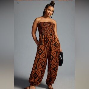 By Anthropologie Printed Ballon Leg Jumpsuit